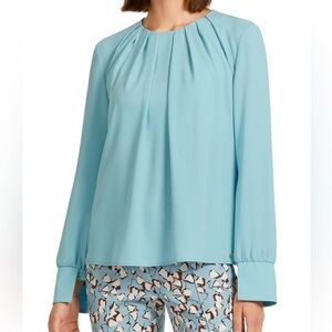64. Marc Cain Light Blue Pleated Blouse | Size N5 (L)